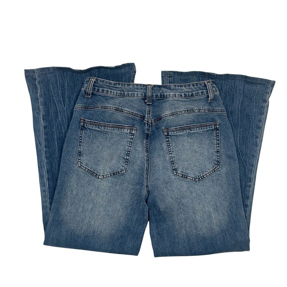 Wisteria Lane High Rise Flare Jeans Stretch Denim Vintage Wash Size L Boho Denim - Picture 4 of 8
